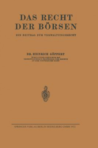 Book Das Recht Der Boersen Heinrich Göppert