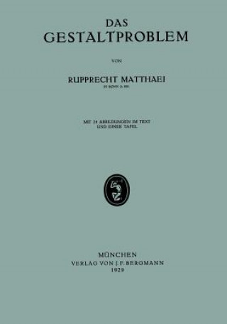Kniha Das Gestaltproblem Rupprecht Matthaei