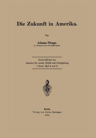 Buch Die Zukunft in Amerika Johann Plenge