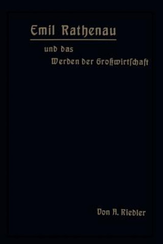 Kniha Emil Rathenau Und Das Werden Der Grosswirtschaft A. Riedler