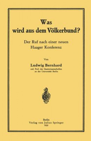 Książka Was Wird Aus Dem Voelkerbund? Ludwig Bernhard