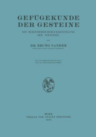 Kniha Gef gekunde Der Gesteine Bruno Sander