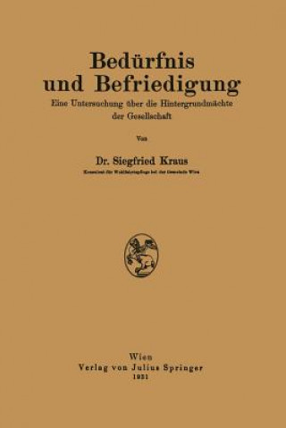 Книга Bed rfnis Und Befriedigung Siegfried Kraus