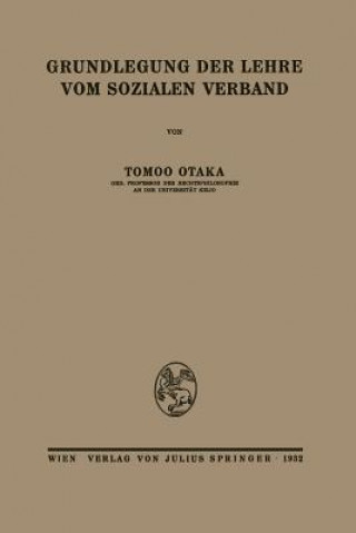 Book Grundlegung Der Lehre Vom Sozialen Verband Tomoo Otaka