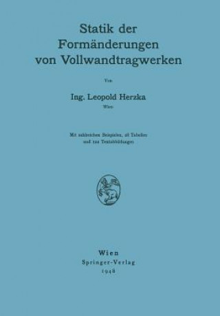 Knjiga Statik Der Form nderungen Von Vollwandtragwerken Leopold Herzka