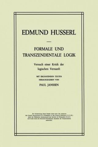 Książka Formale und Transzendentale Logik Edmund Husserl