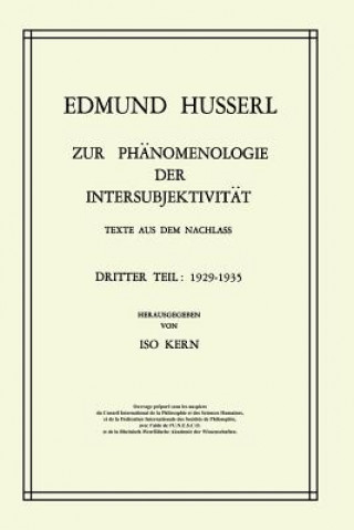 Könyv Zur Phanomenologie der Intersubjektivitat Edmund Husserl