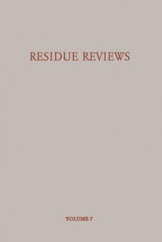 Kniha Residue Reviews/Ruckstands-Berichte 