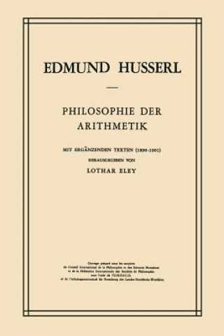 Kniha Philosophie Der Arithmetik Edmund Husserl