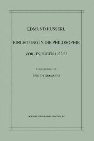 Kniha Einleitung in Die Philosophie Edmund Husserl