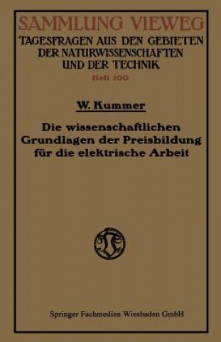 Книга Wissenschaftlichen Grundlagen Der Preisbildung Fur Die Elektrische Arbeit Walter Kummer