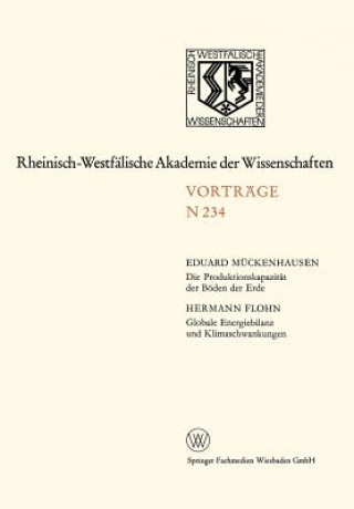 Kniha Produktionskapazitat Der Boeden Der Erde. Globale Energiebilanz Und Klimaschwankungen Hermann Flohn