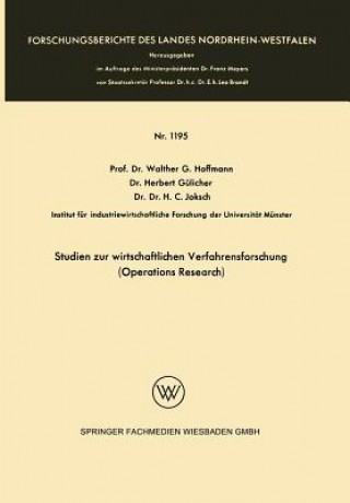 Carte Studien Zur Wirtschaftlichen Verfahrensforschung (Operations Research) Herbert Gülicher
