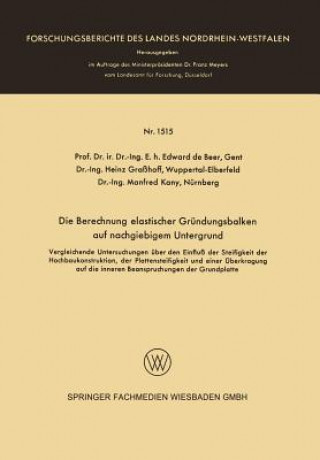 Buch Die Berechnung Elastischer Grundungsbalken Auf Nachgiebigem Untergrund Edward  de Beer