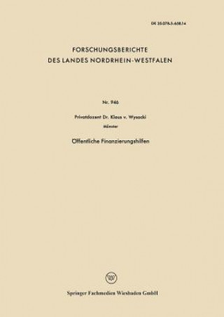 Könyv ffentliche Finanzierungshilfen Klaus  von Wysocki
