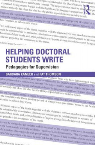 Könyv Helping Doctoral Students Write Barbara Kamler & Pat Thomson
