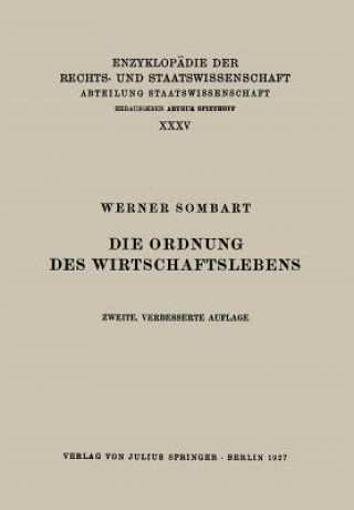 Kniha Die Ordnung Des Wirtschaftslebens Werner Sombart