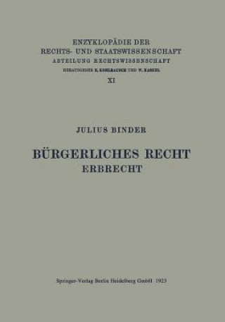 Kniha Burgerliches Recht Erbrecht Julius Binder