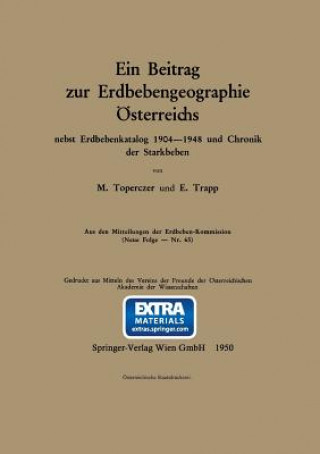 Kniha Ein Beitrag zur Erdbebengeographie Österreichs, 1 Max Toperczer