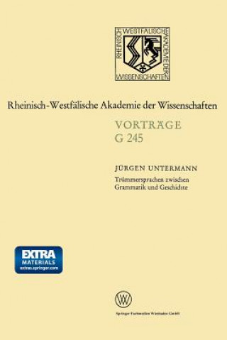 Kniha Trummersprachen Zwischen Grammatik Und Geschichte Jürgen Untermann
