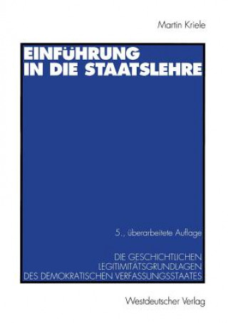 Kniha Einf hrung in Die Staatslehre Martin Kriele