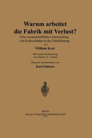 Kniha Warum Arbeitet Die Fabrik Mit Verlust? William Kent