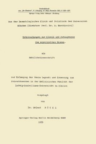 Buch Untersuchungen Zur Klinik Und Pathogenese Des Mikrobiellen Ekzems Helmut Röckl