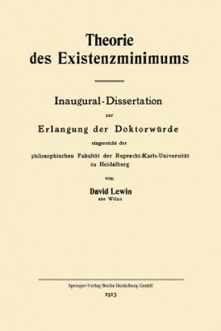 Buch Theorie Des Existenzminimums David Lewin