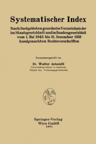 Buch Systematischer Index Walter Antoniolli