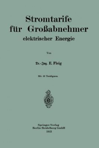 Książka Stromtarife F r Gro abnehmer Elektrischer Energie Eduard Fleig