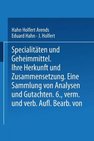 Könyv Spezialit ten Und Geheimmittel Hahn Holfert Arends