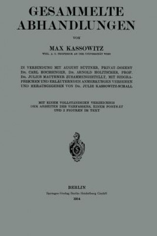 Carte Gesammelte Abhandlungen Max Kassowitz