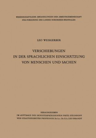 Kniha Verschiebungen in Der Sprachlichen Einsch tzung Von Menschen Und Sachen Leo Weisgerber
