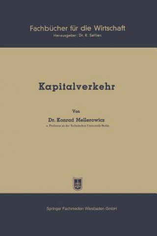 Kniha Kapitalverkehr Konrad Mellerowicz