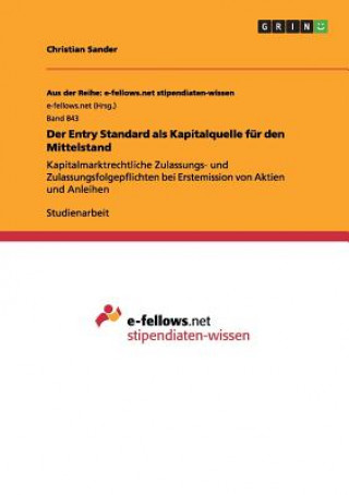Kniha Entry Standard als Kapitalquelle fur den Mittelstand Christian Sander