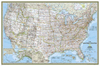 Prasa United States Classic, Poster Size, Tubed National Geographic Maps