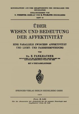 Книга UEber Wesen Und Bedeutung Der Affektivitat E. Fankhauser