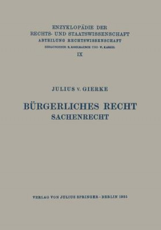 Könyv Burgerliches Recht Sachenrecht Julius v. Gierke