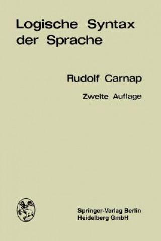 Kniha Logische Syntax Der Sprache Rudolf Carnap