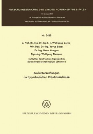 Kniha Beuluntersuchungen an Hyperbolischen Rotationsschalen Wolfgang Zerna