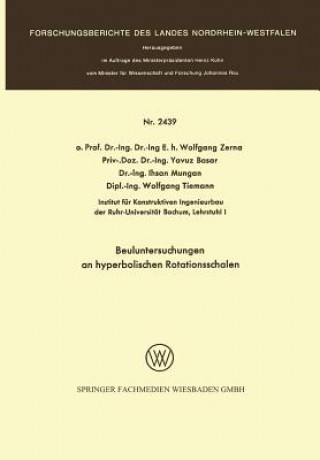 Книга Beuluntersuchungen an Hyperbolischen Rotationsschalen Wolfgang Zerna