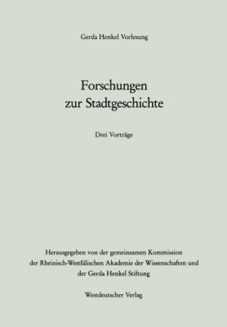 Buch Forschungen Zur Stadtgeschichte NA NA