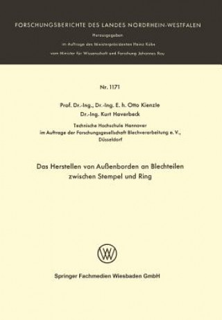 Kniha Das Herstellen Von Au enborden an Blechteilen Zwischen Stempel Und Ring Otto Kienzle