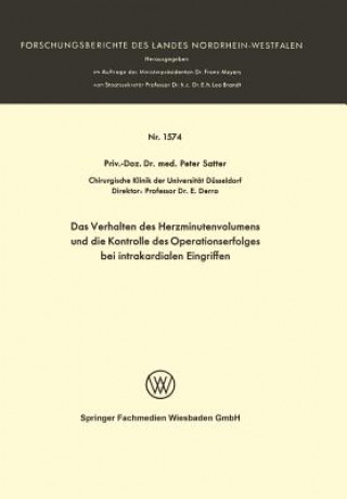 Książka Verhalten Des Herzminutenvolumens Und Die Kontrolle Des Operationserfolges Bei Intrakardialen Eingriffen Peter Satter