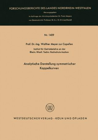 Βιβλίο Analytische Darstellung Symmetrischer Koppelkurven Walther Meyer zur Capellen