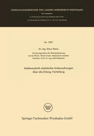 Libro Mathematisch-Statistische Untersuchungen UEber Die Erlang-Verteilung Klaus Heinz