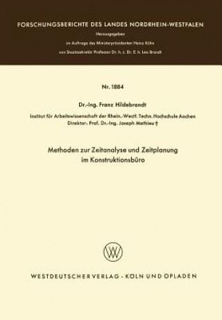 Knjiga Methoden Zur Zeitanalyse Und Zeitplanung Im Konstruktionsb ro Franz Hildebrandt