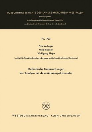 Libro Methodische Untersuchungen Zur Analyse Mit Dem Massenspektrometer Fritz Aulinger