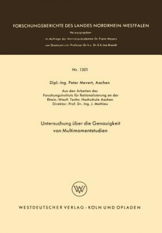 Knjiga Untersuchung  ber Die Genauigkeit Von Multimomentstudien Peter Mevert