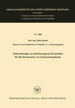 Carte Untersuchungen an Lederbezogenen Druckrollen F r Die Streckwerke Von Spinnereimaschinen Oskar Becker